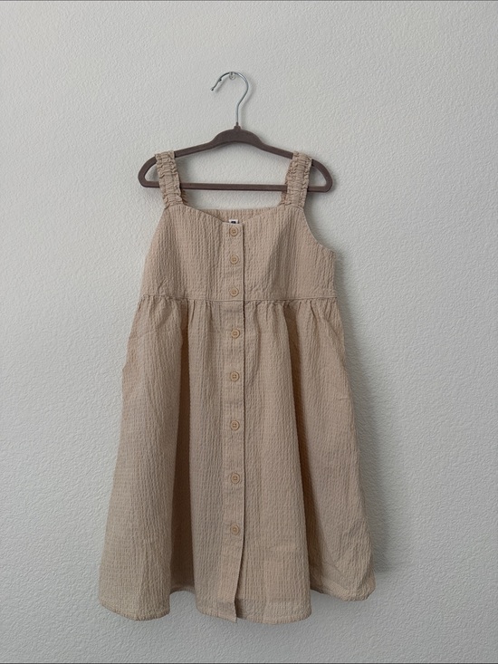 Uniqlo Other - Uniqlo Girls Beige Button-Front Sundress - Neutral Cotton Blend